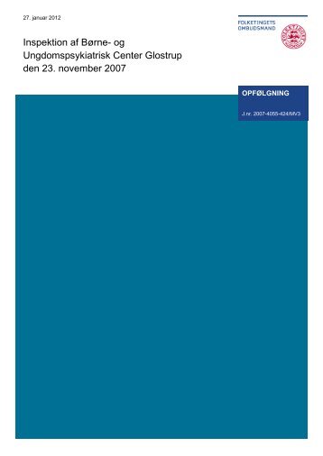 og Ungdomspsykiatrisk Center Glostrup den 23. november 2007