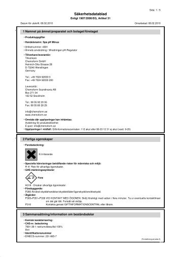 Säkerhetsdatablad - Chemoform Scandinavia