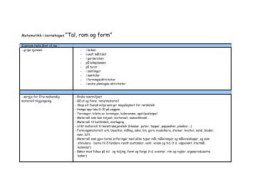 Matematikk i barnehagen ”Tal, rom og form”