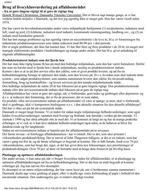 "Miljøstyret affaldspolitik" i PDF format. - Teknologirådet