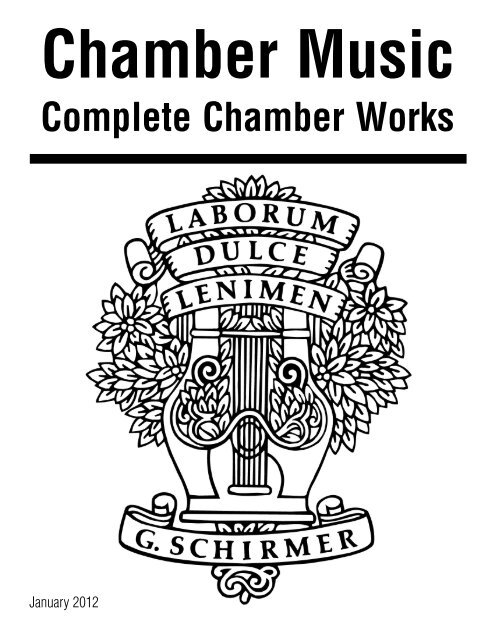 Solo and Chamber Music Special Sales Catalog - G. Schirmer, Inc.