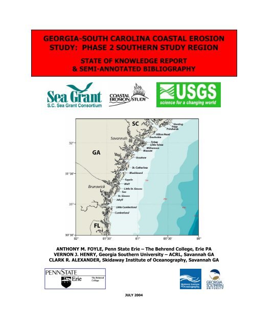 georgia-south carolina coastal erosion study: phase 2 - Skidaway