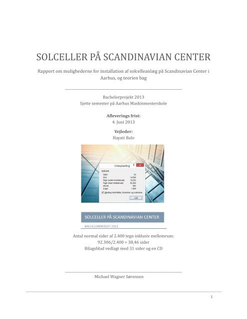 Solceller på scandinavian center - Aarhus Maskinmesterskole ...