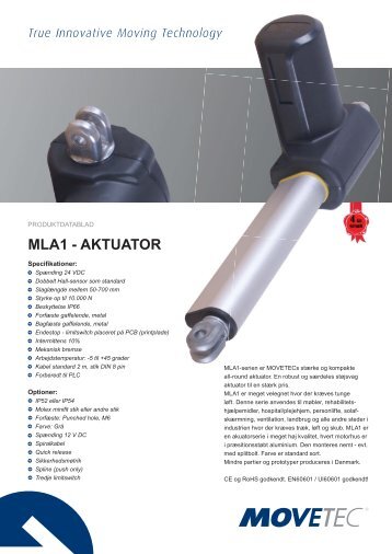 MLA1 - AKTUATOR - Movetec løftesøjler og aktuatorer