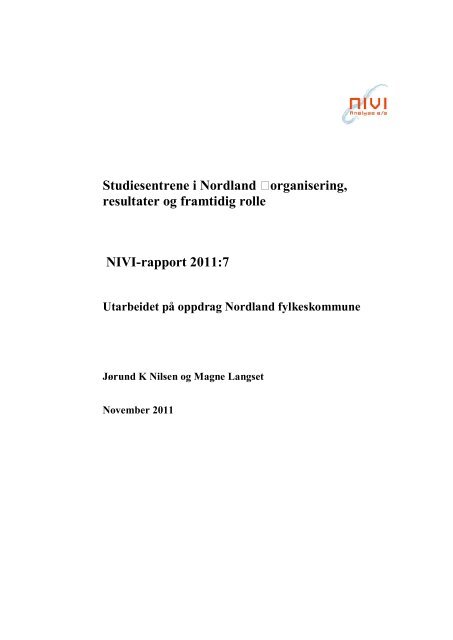 Studiesentrene i Nordland organisering, resultater ... - RKK i Nordland