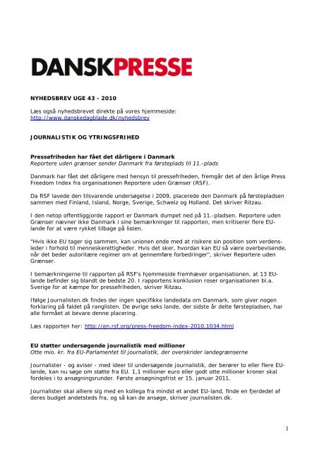 Nyhedsbrevet Dansk Presse nr. 43 - Danske Dagblades Forening