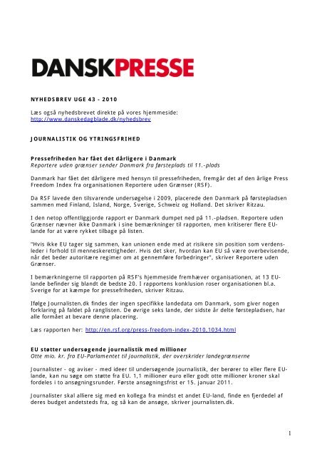 Nyhedsbrevet Dansk Presse nr. 43 - Danske Dagblades Forening