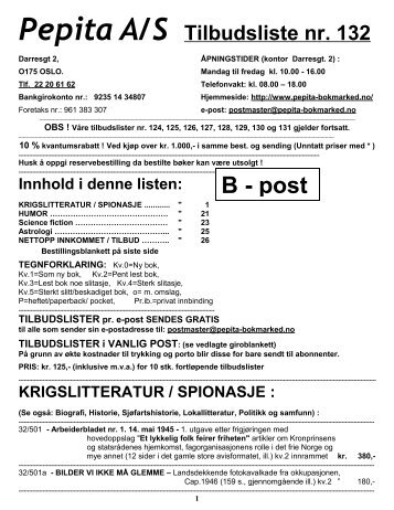 Tilbudsliste 132 - Pepita bokmarked