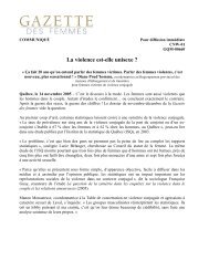 La tendance - Conseil du statut de la femme - Gouvernement du ...