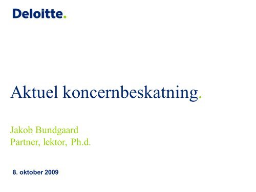 Aktuel koncernbeskatning (Danish), dated 8 October ... - Corit Advisory