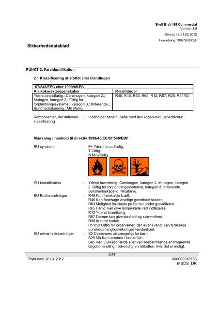 Shell Blyfri 95 Commercial - Sikkerhedsdatablad - dlg