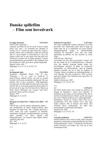 Danske spillefilm - Film som hovedværk
