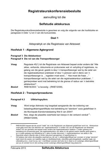 Registratreurskonferensiebesluite - Aktepraktyk.co.za