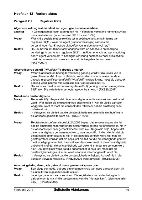 Registratreurskonferensiebesluite - Aktepraktyk.co.za