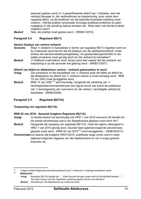 Registratreurskonferensiebesluite - Aktepraktyk.co.za