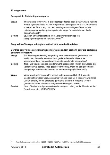 Registratreurskonferensiebesluite - Aktepraktyk.co.za