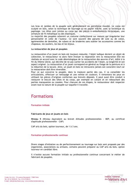 Fabricant et restaurateur de jeux et jouets - Institut National des ...