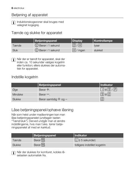 brugsanvisning - Electrolux-ui.com