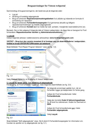 Brugsanvisninger for Visteon webportal - Ford Repair Program