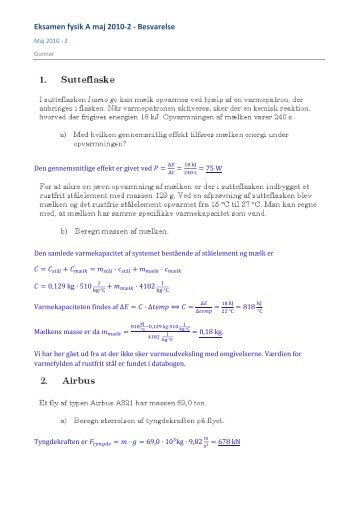 Eksamen fysik A maj 2010-2 - Besvarelse