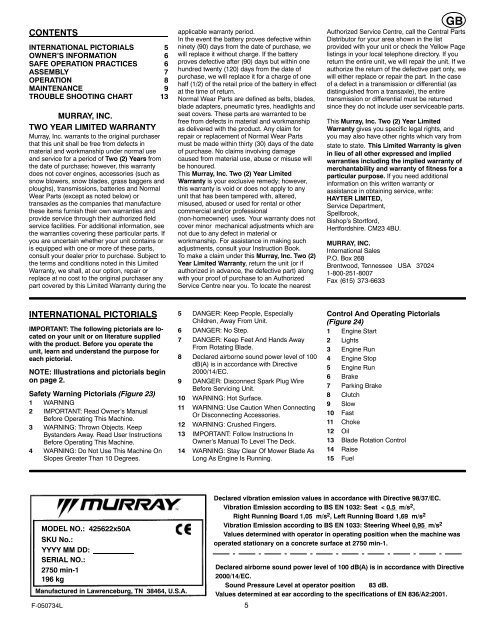 Instruction Book − Riding Mower Model ... - Safe Motor AS