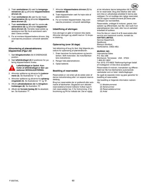 Instruction Book − Riding Mower Model ... - Safe Motor AS