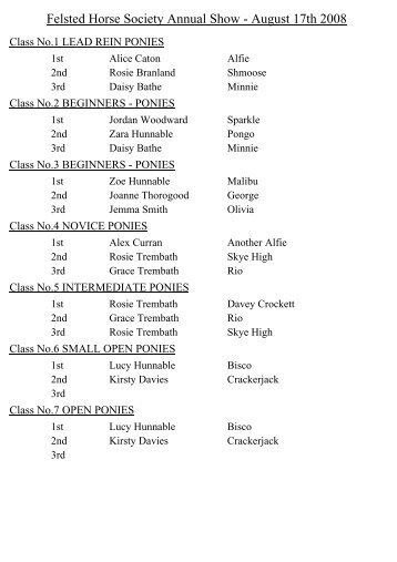 Felsted Horse Society Annual Show - August 17th 2008