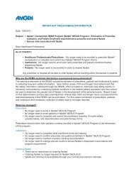Letter to Healthcare Providers - Amgen