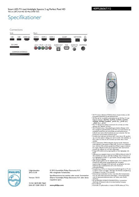 40PFL8606T/12 Philips Smart LED-TV med Ambilight Spectra 2 og ...
