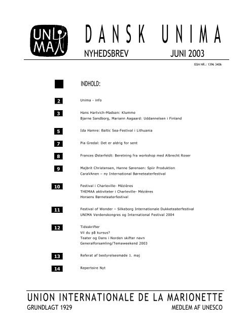 Nyhedsbrev Juni 2003 - UNIMA Danmark