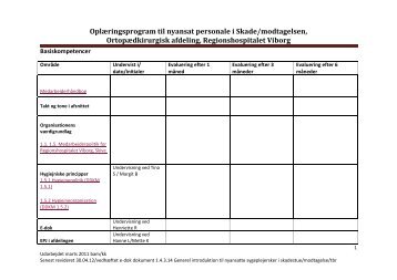 Oplæringsprogram til nyansat personale i Skade/modtagelsen ...