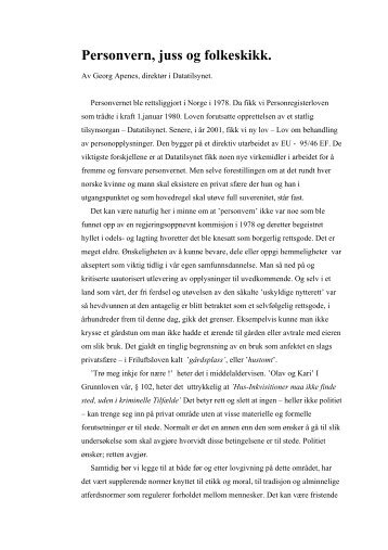 Personvern, juss og folkeskikk - Lokalhistorie.no