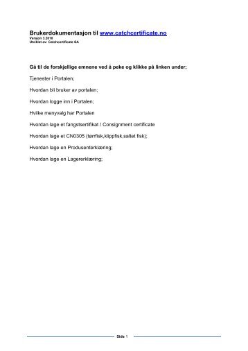Brukerveiledning - CatchCertificate.no