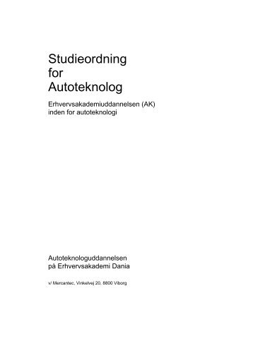 Studieordning for Autoteknolog - Dania