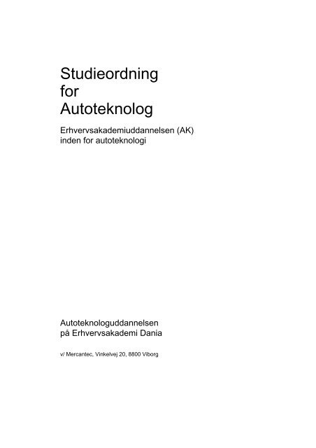 Studieordning for Autoteknolog - Dania