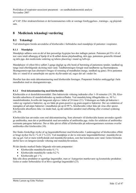 Klorhexidin som profylakse af respirator-associeret ... - Samnet