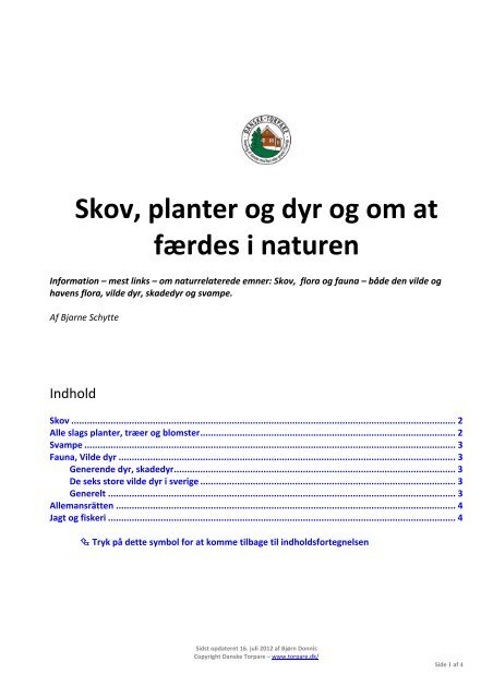 Skov, planter og dyr og om at færdes i naturen Danske Torpare