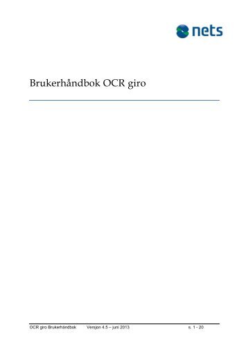 Brukerhåndbok OCR giro - Nets