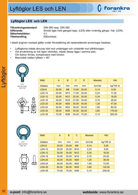 PRODUKTKATALOG LYFT & KÄTTING - Forankra ABT AB