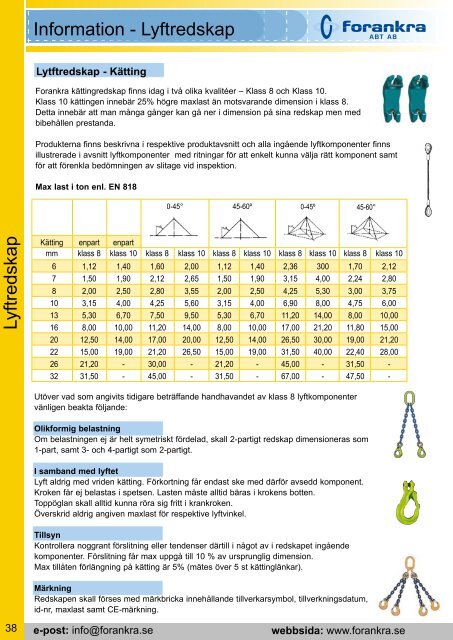 PRODUKTKATALOG LYFT & KÄTTING - Forankra ABT AB