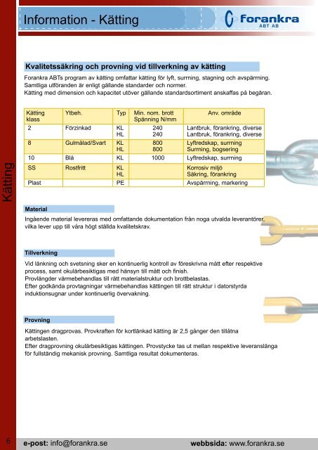 PRODUKTKATALOG LYFT & KÄTTING - Forankra ABT AB