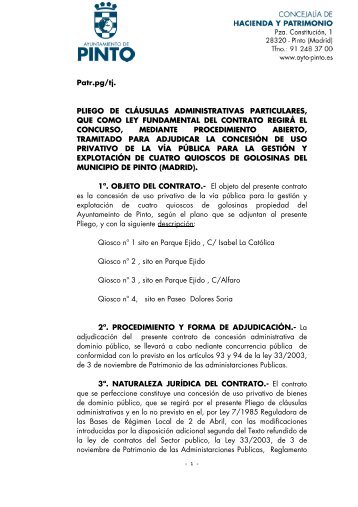 Pliego Condiciones Económicas - Ayuntamiento de Pinto