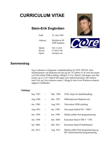 CURRICULUM VITAE Stein-Erik Engbråten