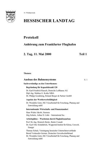 Anhörung im Hessischen Landtag vom 11. Mai 2000 - Deutscher ...