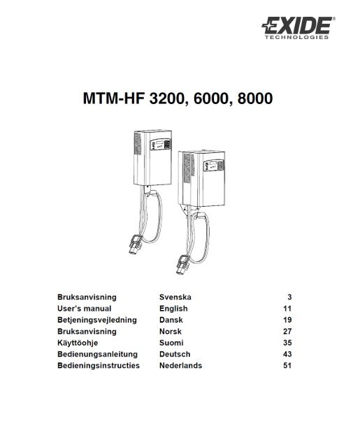 Battery charger MTM-HF 3200, 6000 and 8000 ... - Gnb-nordic.com