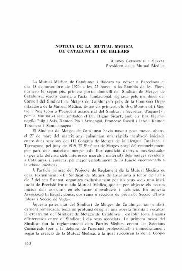 Notícia de la Mutual Mèdica de Catalunya i de Balears