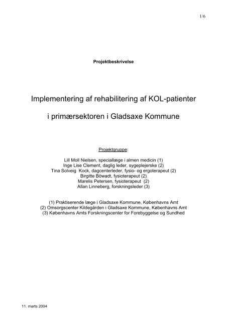 Implementering af rehabilitering af KOL-patienter - Gladsaxe ...