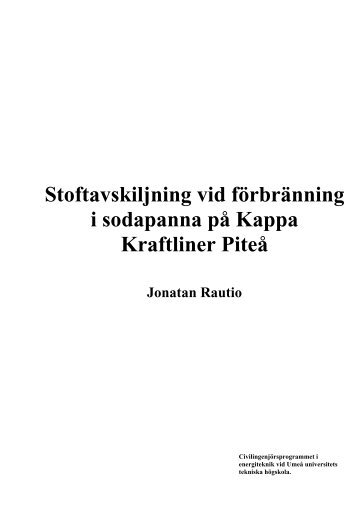 Stoftavskiljning vid förbränning i sodapanna på Kappa Kraftliner Piteå