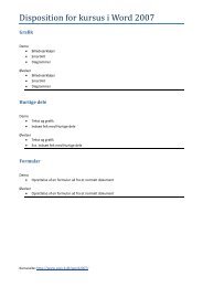 Disposition for kursus i Word 2007