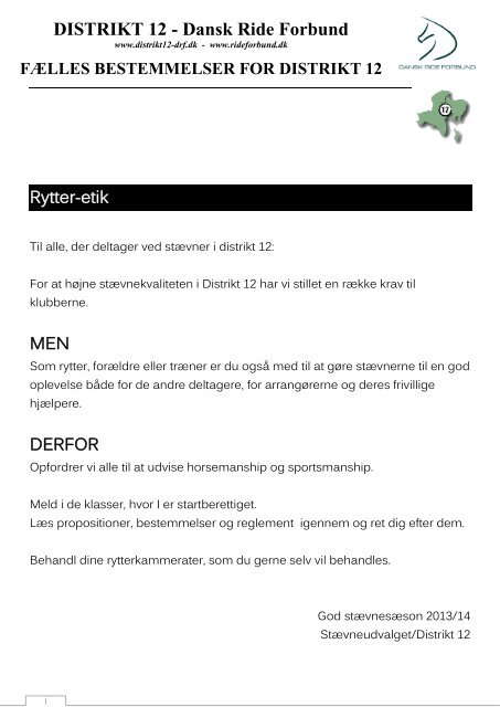 Se Fælles Bestemmelser for D12 (sæson 2013-2014) - Distrikt 12